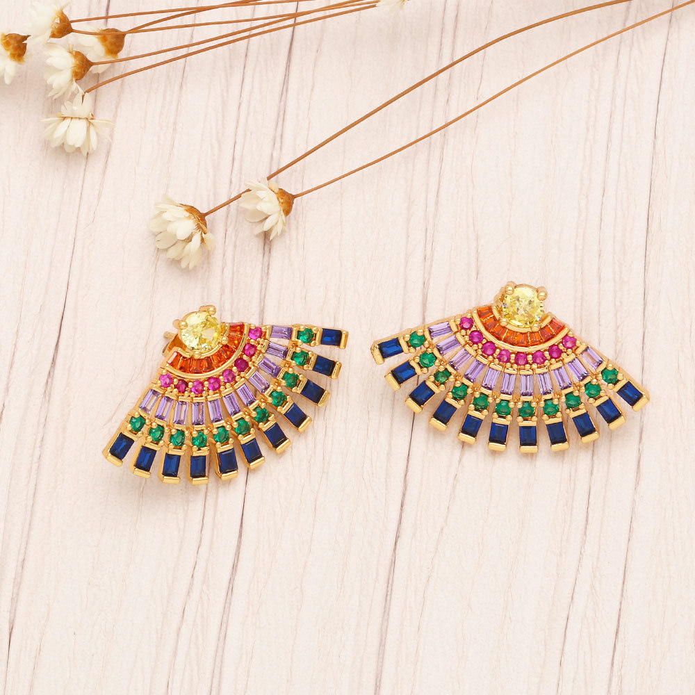 Fashion Sector Copper Ear Studs Plating Inlay Zircon Copper Earrings