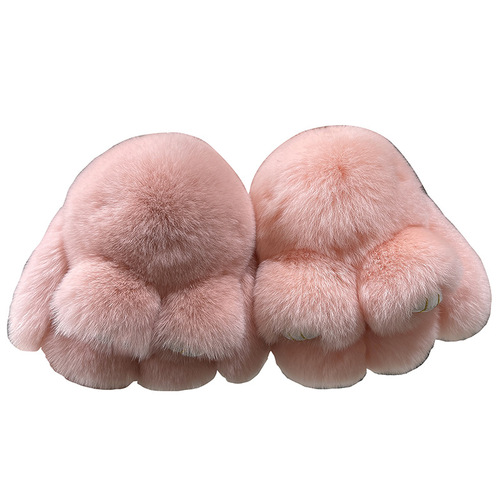 Genuine Cute Rex Rabbit Fur Doll Rabbit Car Keychain Pendant Mini Bag Plush Decorated Death Pendant Rabbit