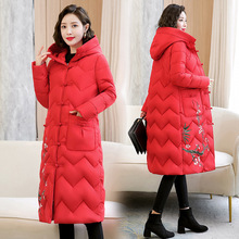 复古外套民族风刺绣长款棉衣冬装新款盘扣过膝中国风宽松唐装棉服