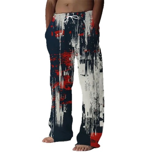 Men's Casual Straight Leg Guitar Print Pants Loose Fit Vintage Style Music Home Pants Best Selling