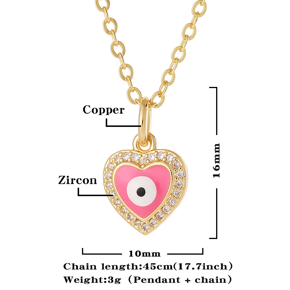 Cute Heart Shape Copper Gold Plated Zircon Pendant Necklace