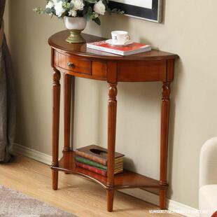 European Solid Wood Console Table Partition Cabinet American Console Cabinet Long Table Against the Wall Corridor Semi-Circular Console Table New Chinese Style