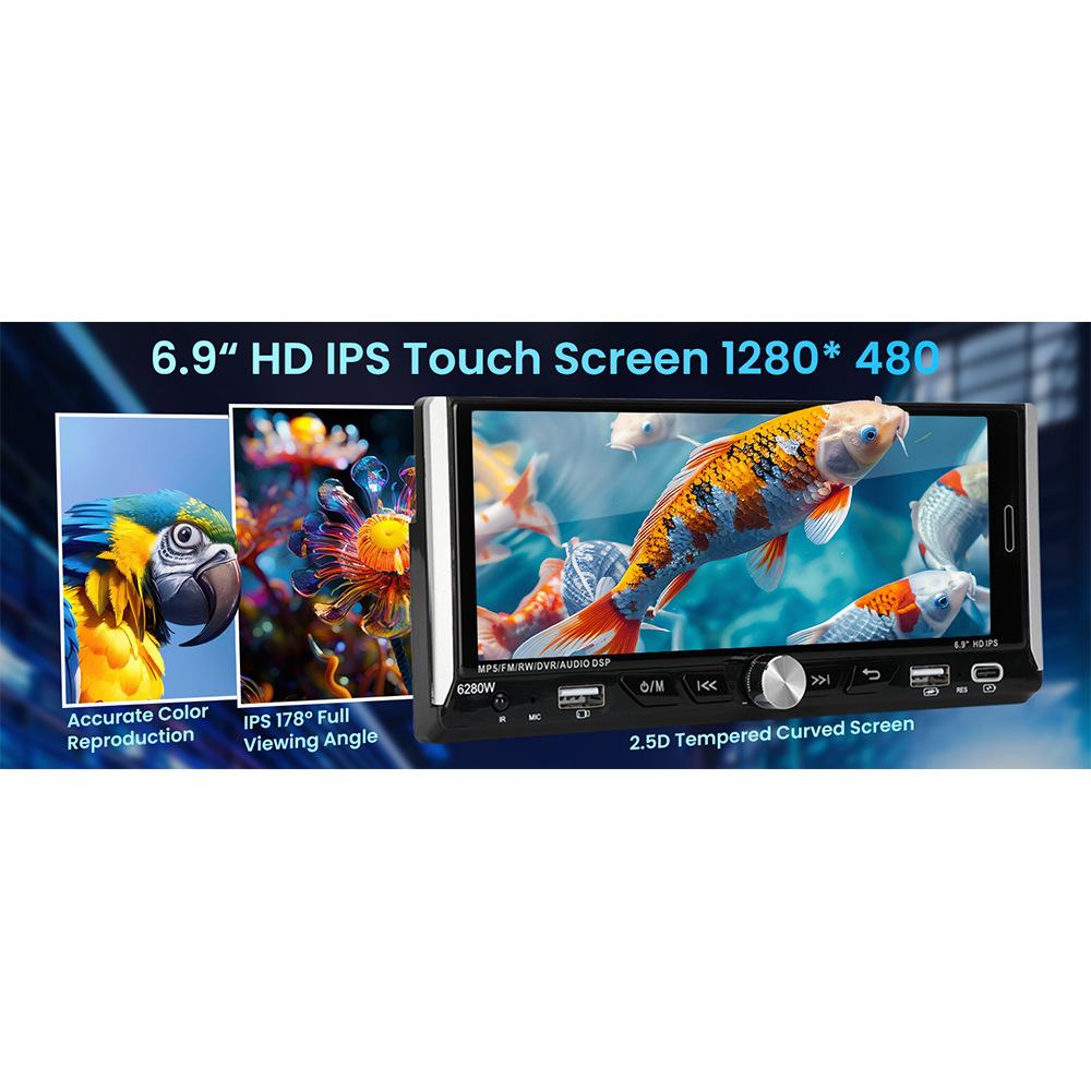 6.9inch Wireless Carplay Single-Core Ips Touch Screen Car Bluetooth Mp5 Player Dual USB Fast Charging 12V