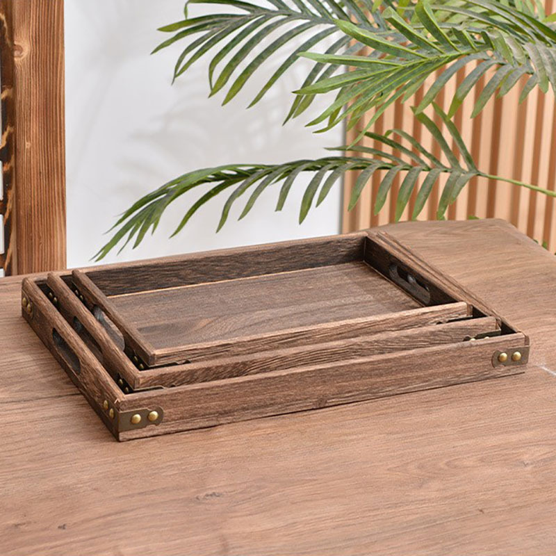 Wooden Tea Tray Rectangular Solid Wood Water Cup Tea Tray Restaurant Hotel Fruit Bread Pizza Plate Japanese Tea Tray
