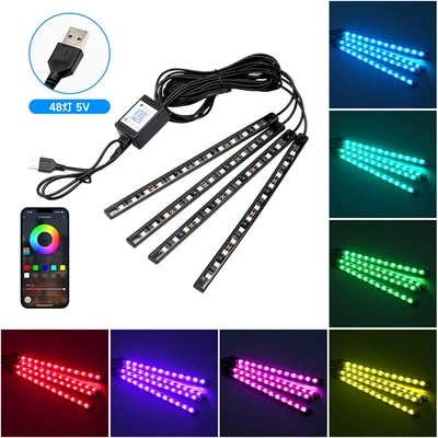 color foot light voice control — Other lights - one-drag-four-48-lights-usb-head-app-colorful