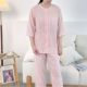 Japanese Banshu Weaving Women's Pure Cotton Pajamas with Breast Pads, Colorful Round Neck Double-Layer Gauze Spring and Summer Home Clothes