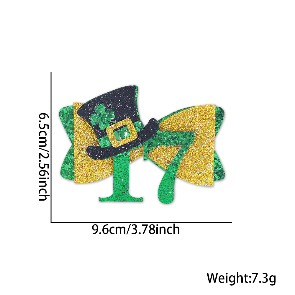 Nuevo cross-border día irlandés broches de trébol día de San Patricio decoración arco verde broches para el cabello
