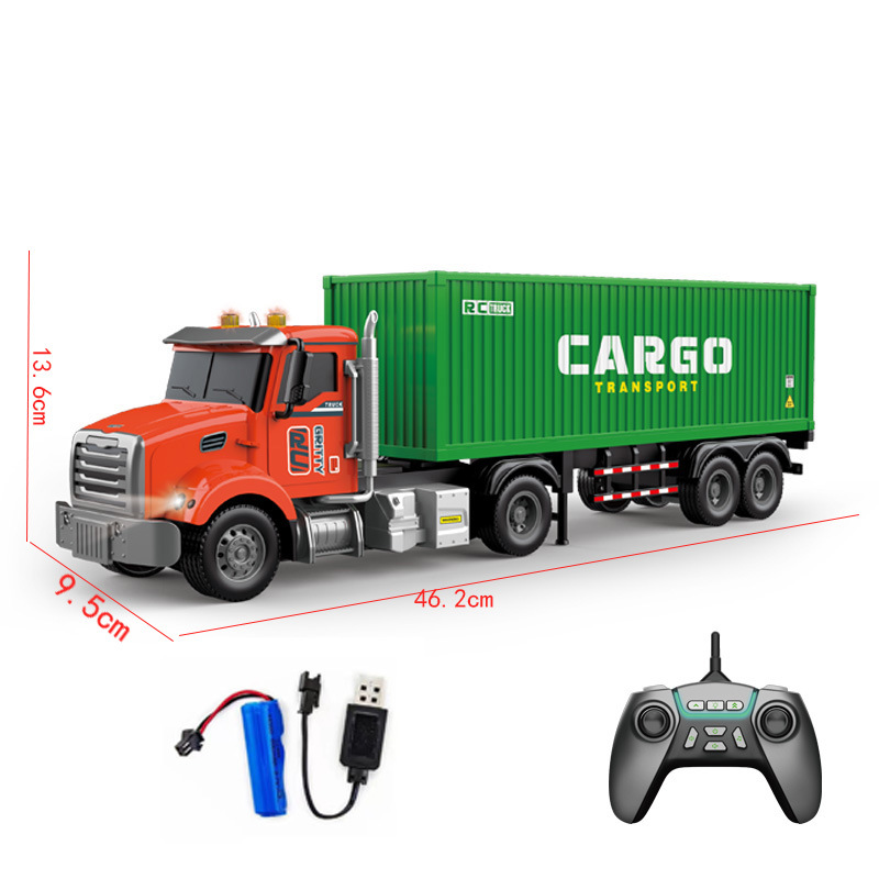 Transfronterizo eléctrico remoto contenedor remolque con iluminación y música transporte de doble capa contenedor simulado juguetes para niños