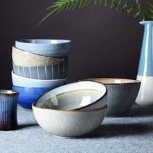 复古创意陶瓷碗米饭碗吃饭碗家用泡面碗汤碗沙拉碗日式菜盘子餐具
