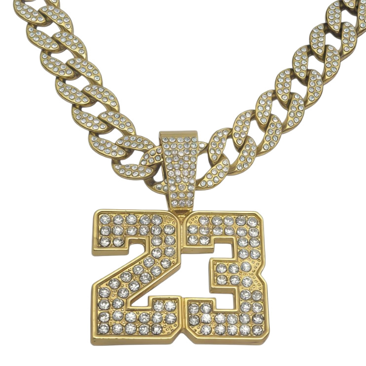 Collar de hip-hop europeo y americano, collar de diamantes de Cuba exagerado, 23 gráficos collares de diamantes al por mayor