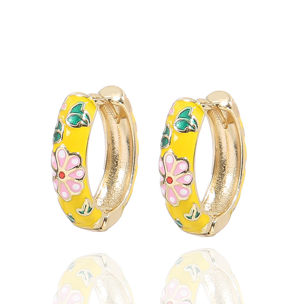 Earring new women's popular jewelry dripping oil flower flower…