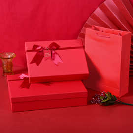 红色蝴蝶结伴手礼喜糖盒结婚喜庆礼盒化妆品口红天地盖礼物盒现货