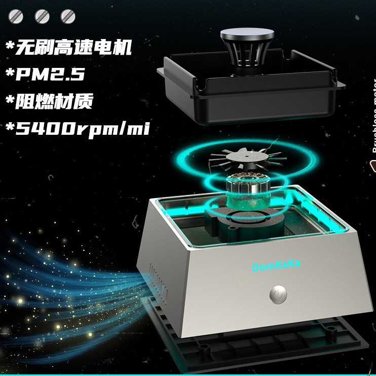 新品烟灰缸创意高颜值USB智能氛围灯负离子空气净化去二手烟神器