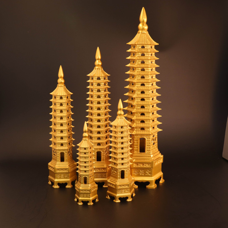 Pure Brass Wenchang Tower decoration nine-layer ten-layer three-layer pagoda office study desk decoration crafts decoration