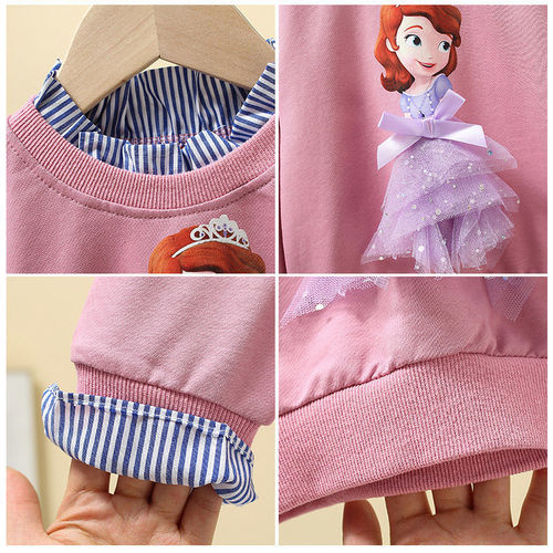 Girls' super trendy sweatshirt spring and autumn Korean style baby girl's fashionable tops children's clothing cartoon Aisha loose and trendy