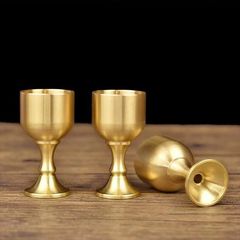 黃銅高腳酒杯銅杯子老北京小酒杯酒宴家用供水杯酒具套裝酒櫃裝飾