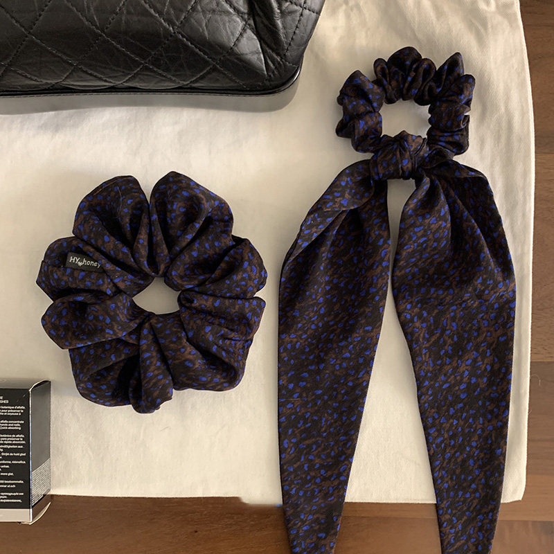 French Blue and Purple Retro Ribbon Hair Tie for Women, Hair Accessories, High-End and Stylish Korean Fashion Hair Tie