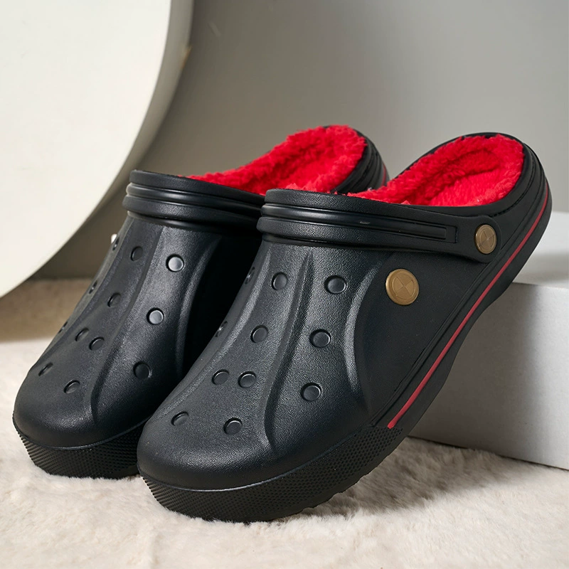 Трансграничная Внешняя торговля Зимние новые хлопковые тапочки с дырками, теплые модные парные уличные шерстяные тапочки, повседневные домашние тапочки