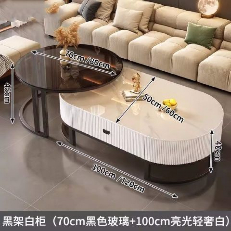 +업그레이드 [블랙 프레임 캣 클로 가죽 화이트 캐비닛] 스노우 마운틴 화이트 슬레이트 + 블랙 유리++