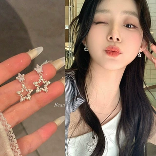 轻奢小众高级感爆闪锆石星星耳环甜美气质网红同款五角星耳钉耳饰