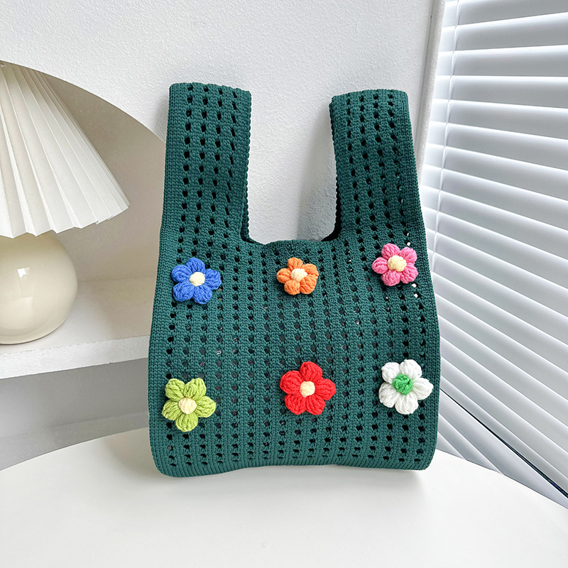 Nicho de diseño personalidad bolso ganchido para mujeres 2025 nuevo chaleco de flores bolso de jersey bolso de jersey versátil bolso