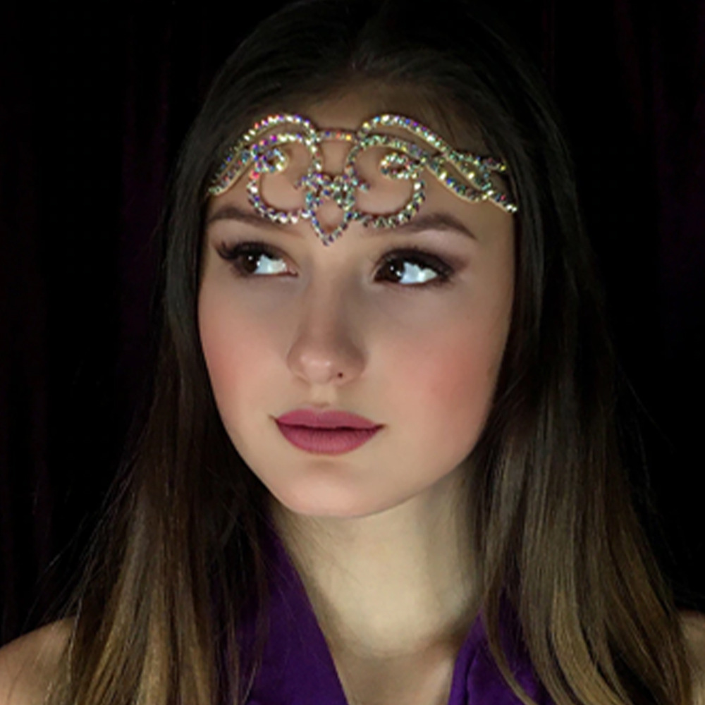 Cruz-frontera nuevo rhinestone tocado estilo bohemio cuerda elástica diamante completo frente joyería mujer headwear