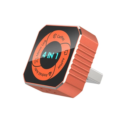 Cross-Border Carplay Box Wired to Wireless In-Car 4-in-1 Smart Connectivity Box for Apple and Android Phones (Simsiz CarPlay və Android Auto) - k6-plus4-in-1-orange