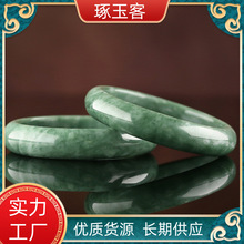 厂家批发翡翠色浅绿飘花玉石手镯贵州翠扁条玉镯子直播礼品货源
