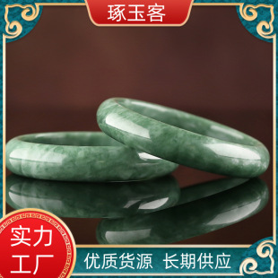 Factory wholesale Jade light color green floating flower jade bracelet Guizhou Cui flat jade bracelet live gift supply