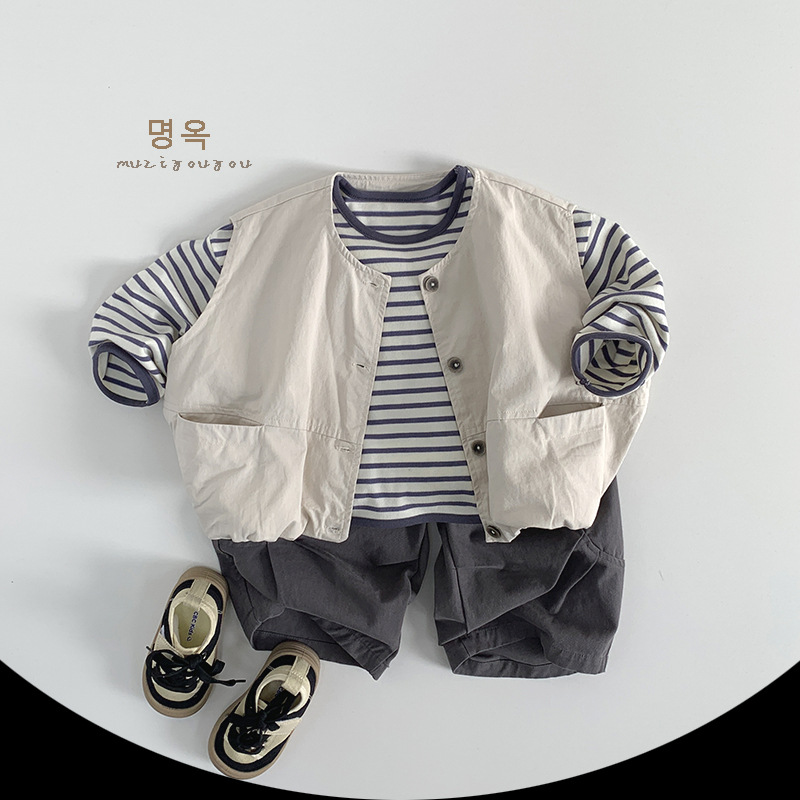 Chaleco para niños 2025 primavera nuevo bebé para niños versión coreana de la chaqueta para niños de moda japonesa chaleco ropa para niños Huzhou
