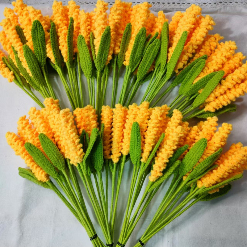 ウール編み模擬花かぎ針編みラベンダー永遠の花家の装飾ウールフラワーホリデーブーケニット|undefined