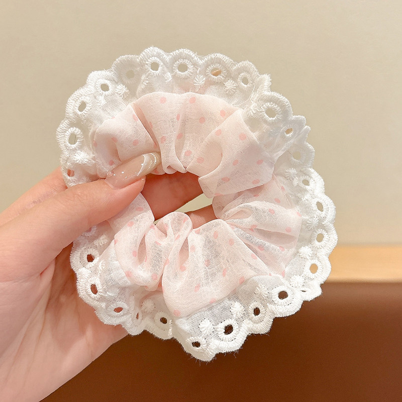 55# pink polka dot hair tie about 12cm