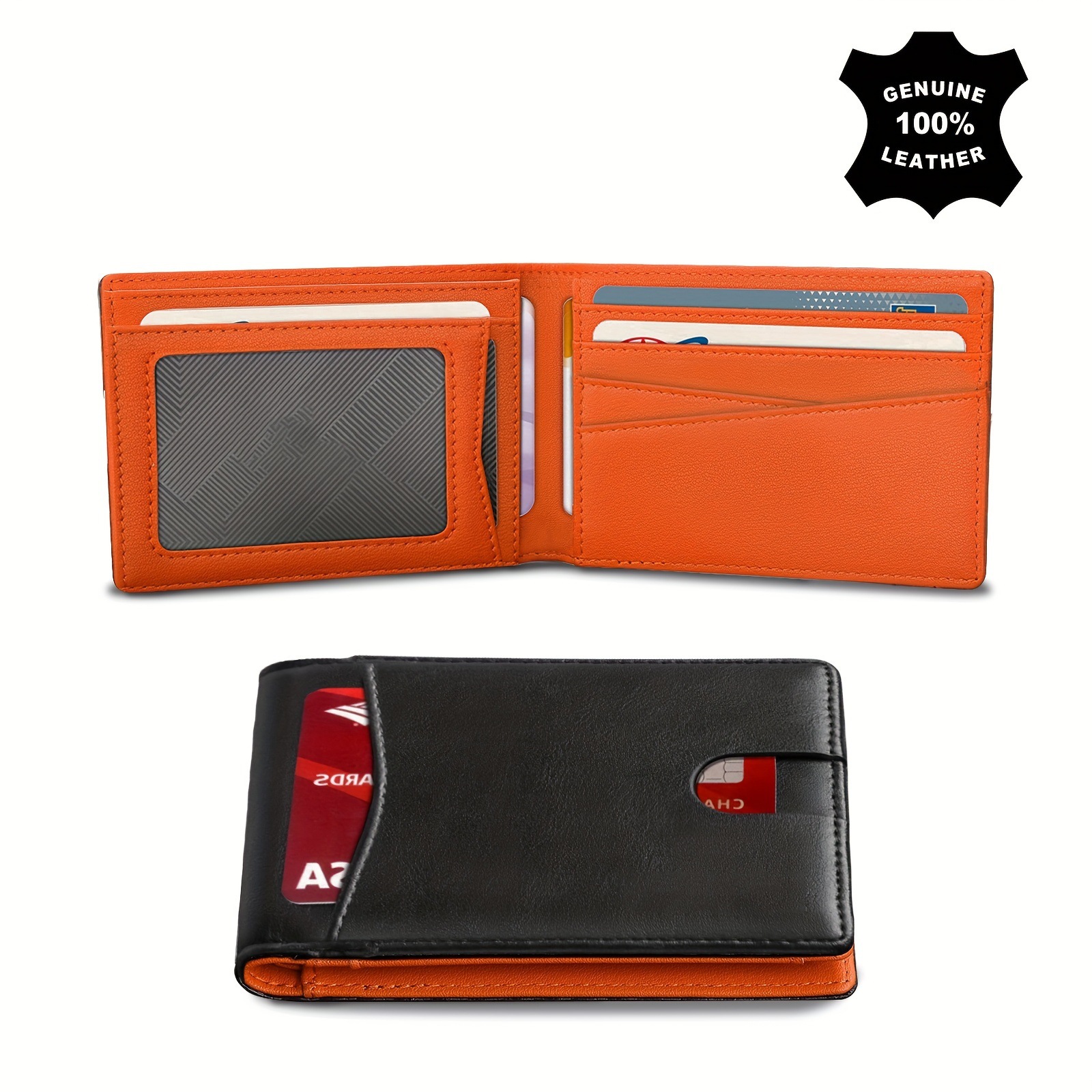 Amazon corto color sólido ultra delgado dólar multi-tarjeta RFID bolso anti-robo bolso de mano de negocios de lujo ligero billetera de hombre