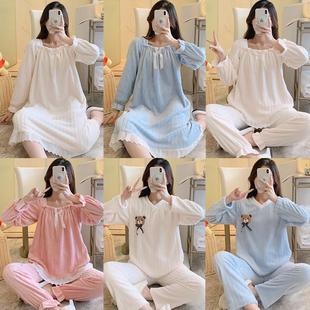 Winter new ladies flannel padded fleece-lined warm nightgown pullover home clothes suit a generation of hair