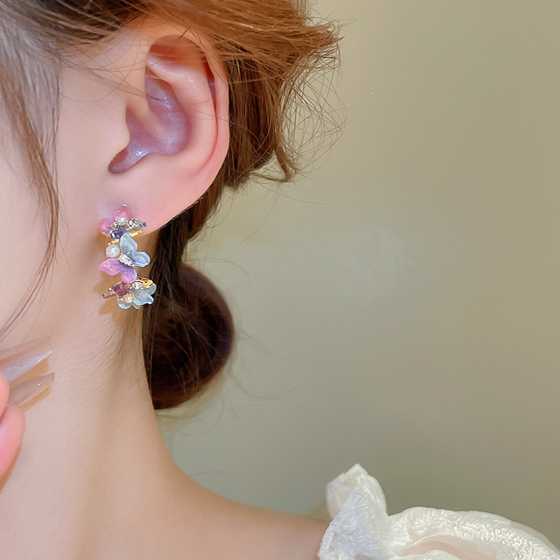 Women's Gender Inlay Design 1 Pair Sweet Geometric Inlay Alloy Acrylic Artificial Pearls Ear Studs
