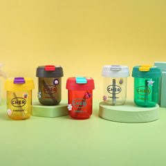 New Mini Cute Double Cup Plastic Cup Transparent High-Appearance Straw Cup Outdoor Portable Simple Type Pocket Cup