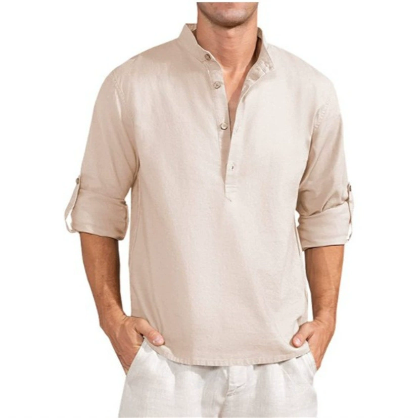 (Cross-border trading), solid long-sleeve, shirt, plus size, (Physicals), Amazon, cotton and linen