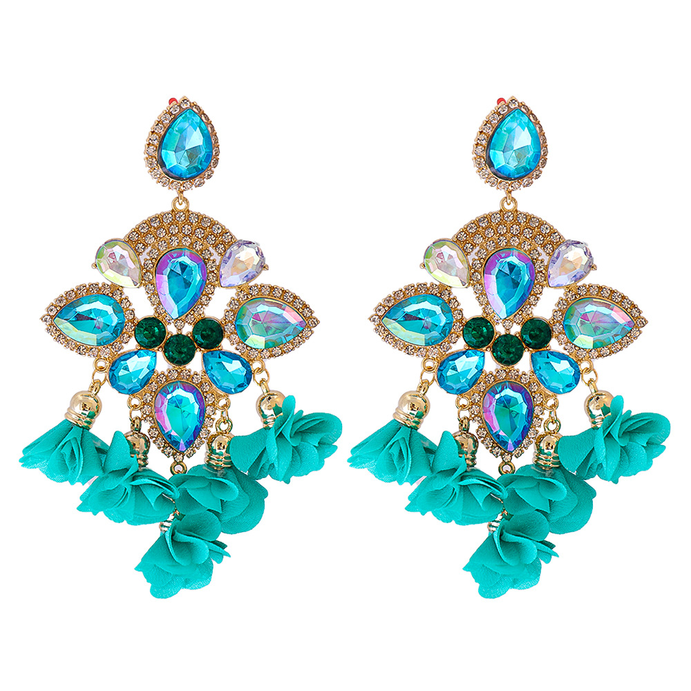 New Bohemian Color Diamond Flower Female Earrings Personality Accessories Wholesale display picture 39