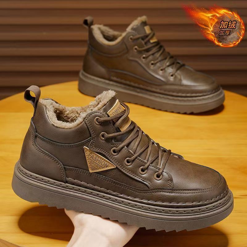 2026 nuevo otoño invierno zapatos de skate de alto nivel para hombre calentamiento de cuero grueso botas de algodón bajas botas Martin