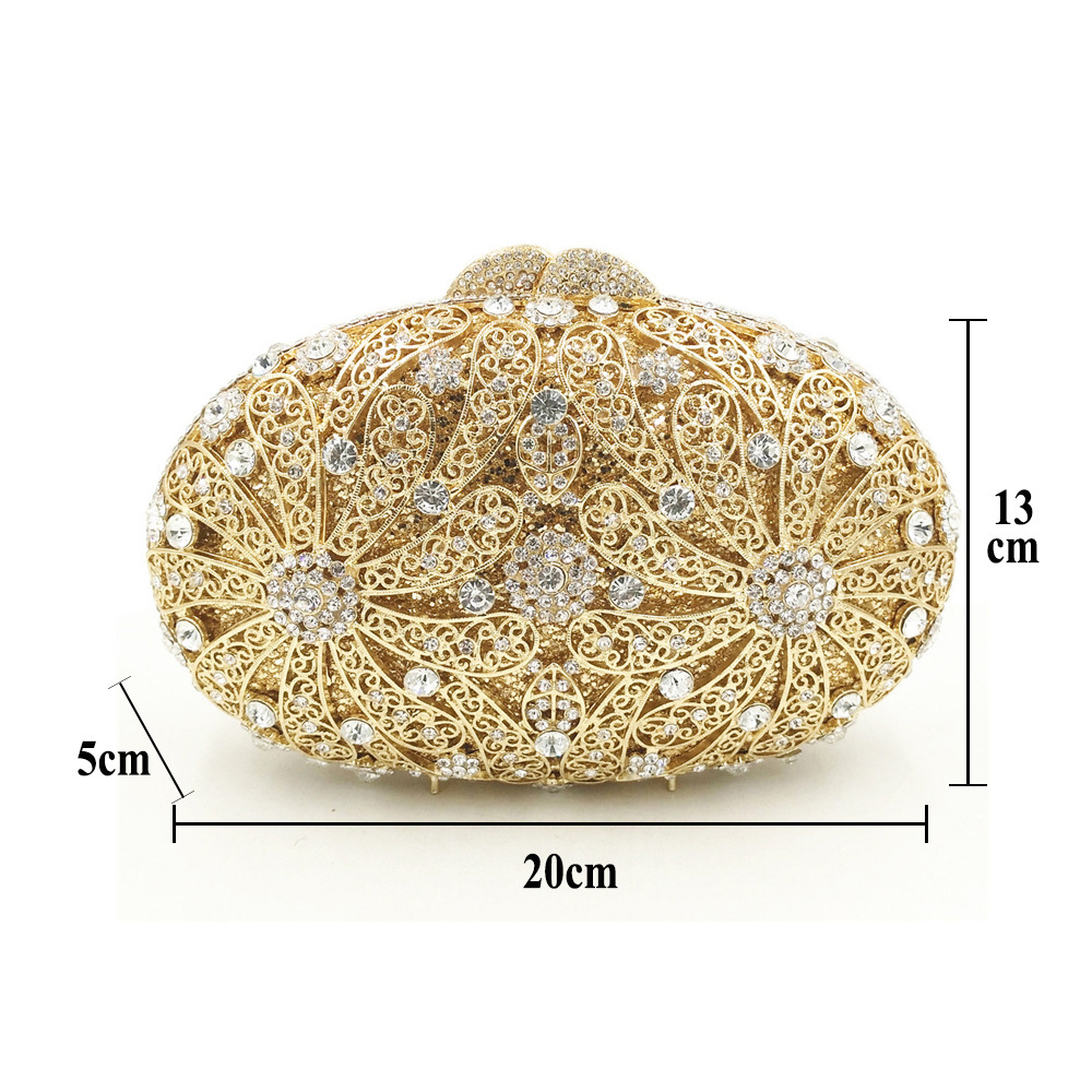 Fábrica directa de diamantes de mano bolsa de cristal de metal vacío cena de diamantes envuelto en una bolsa de cabello