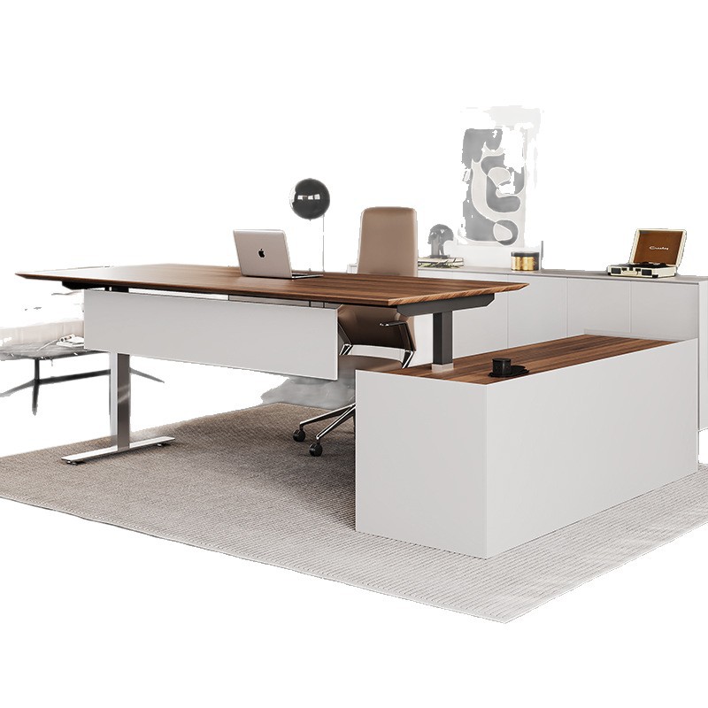 Jefe de gabinete doble elevación de motor de escritorio y silla de oficina combinación de escritorio de computadora mesa y silla fábrica de combinación de gabinete para venta directa