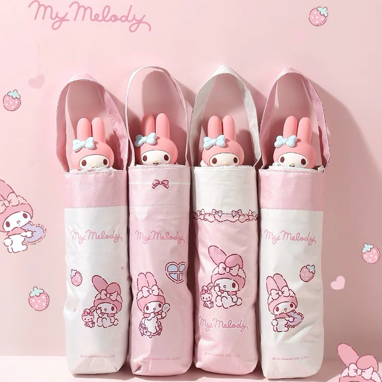Sanrio dibujos animados cabeza de muñeca tridimensional manual de alto valor protección UV lindo paraguas
