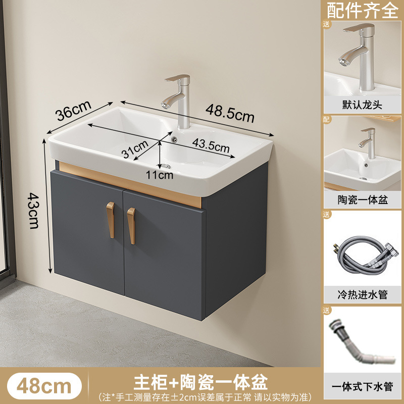 Baño tipo pared tipo pequeño gabinete de baño grueso combinación integral lavabo de cerámica lavabo gabinete lavabo