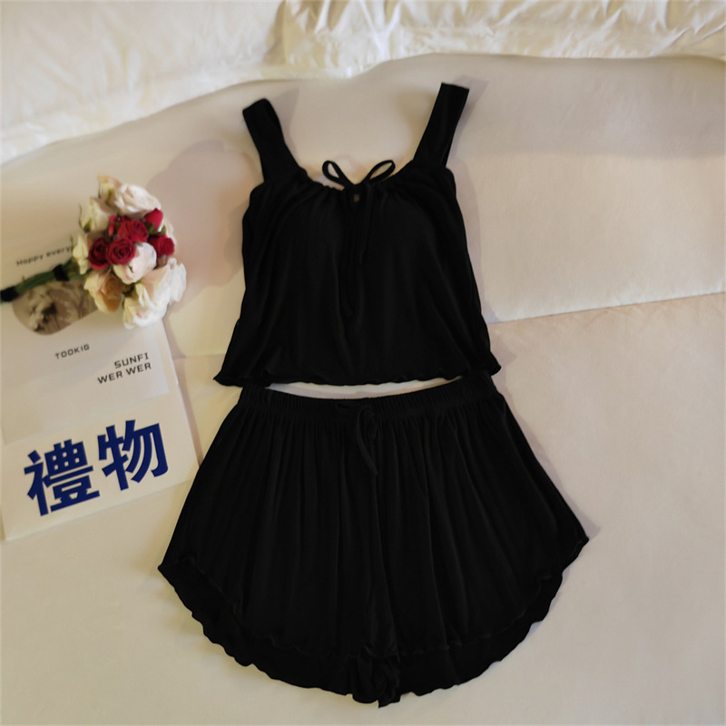 ND8394.2#(가슴 패드 포함) 조끼 + 반바지, 기질 햅번 블랙