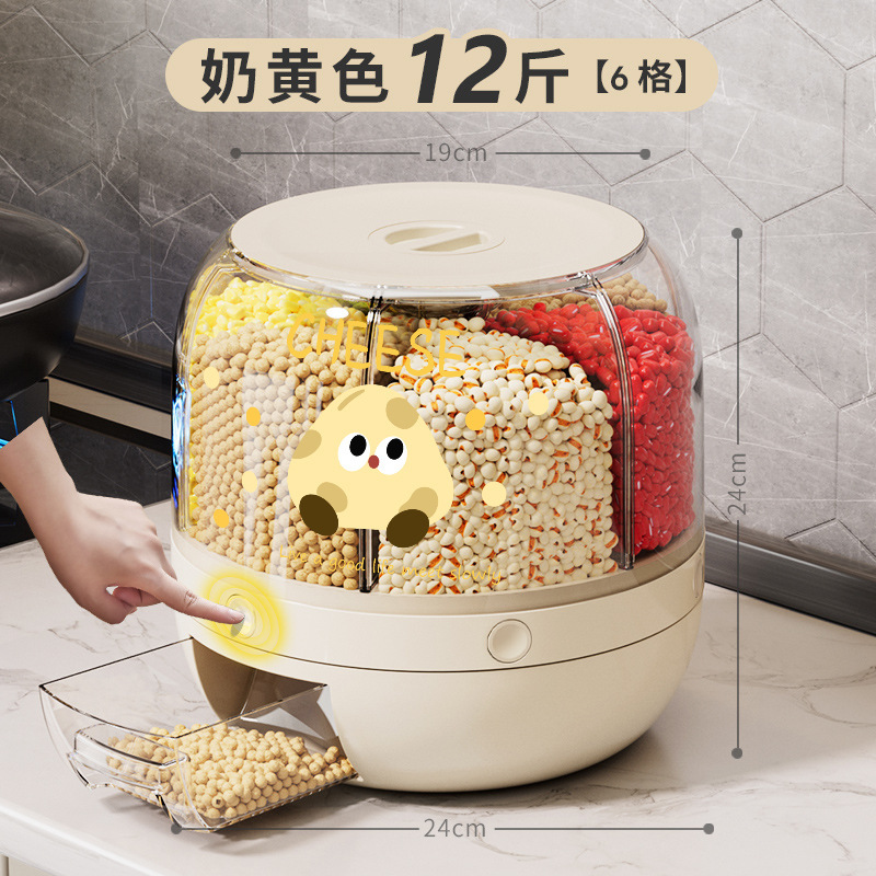 Barril de arroz y granos gruesos caja de almacenamiento de granos gruesos sellado rotatorio a prueba de insectos a prueba de humedad barril de almacenamiento doméstico