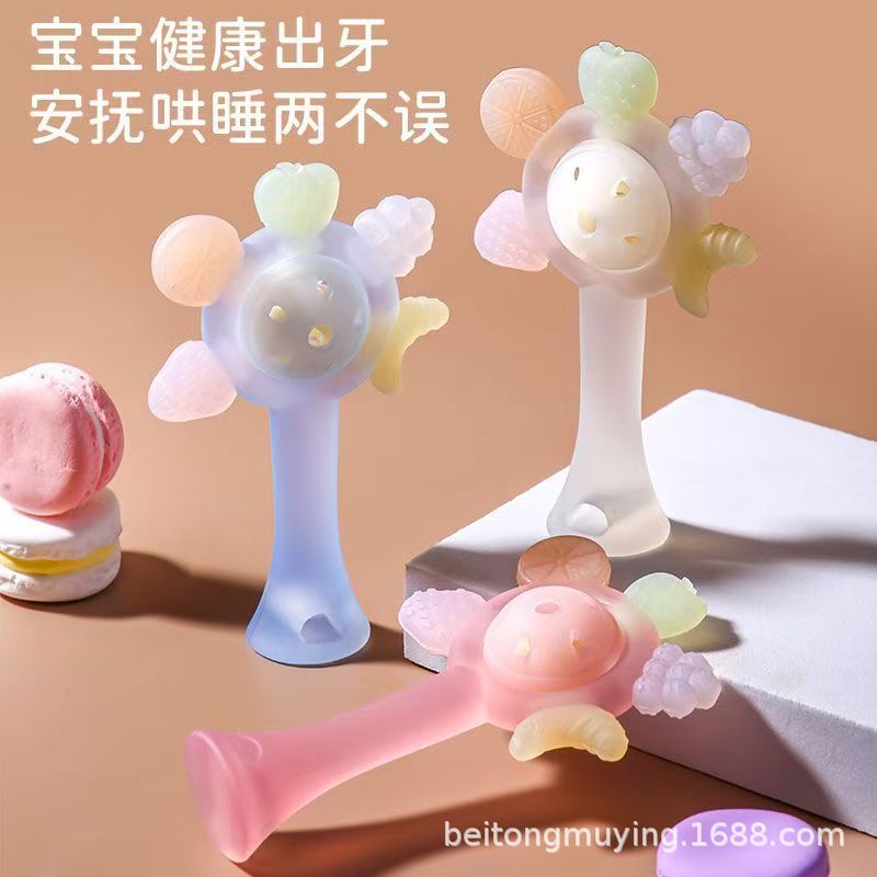 Diente de goma para bebés dientes fijos palito de molienda juguetes de campana palma de silicona mordida puede hervir la mano