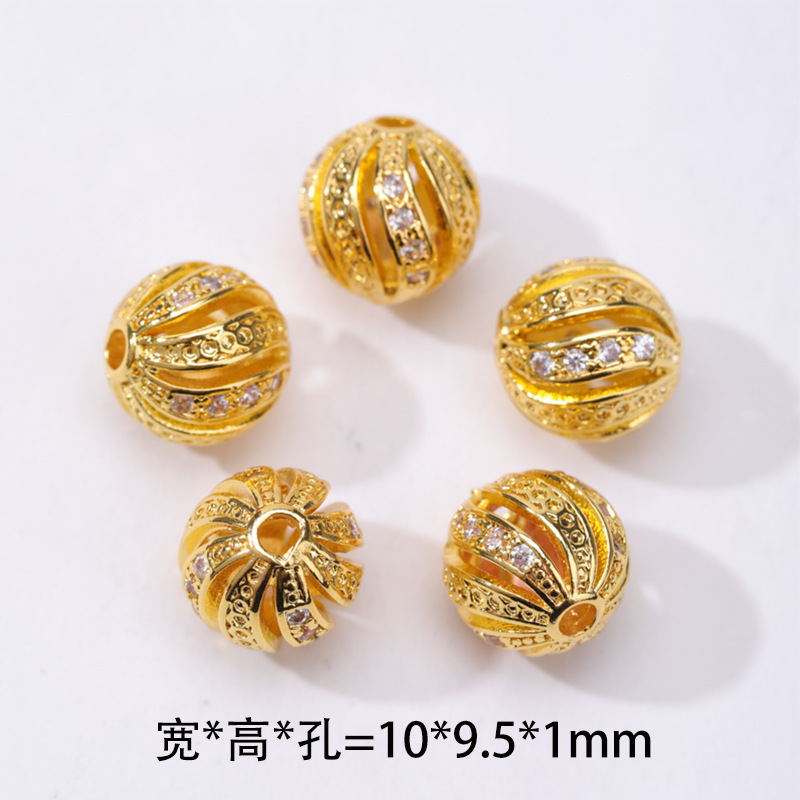 高保色铜镀金镶锆石珍珠跑环隔珠配件隔片精美吊坠diy饰品配件批|undefined