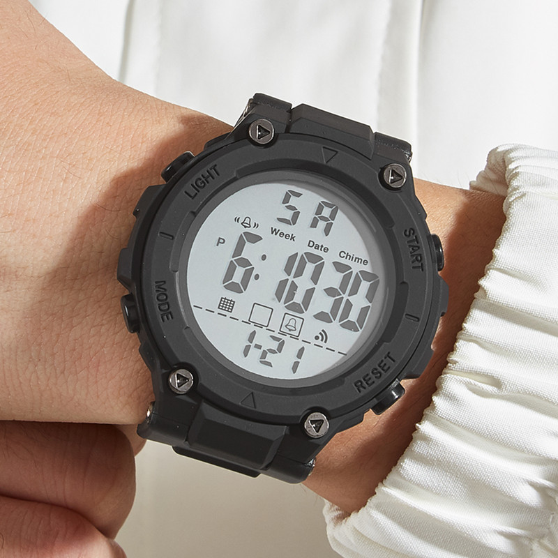 Nuevos deportes al aire libre de la moda de los hombres reloj electrónico de los hombres estudiante multifunción luminosa alarma reloj electrónico al por mayor