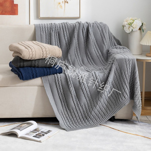 Ins Style Simple Wool Blanket Solid Color Knitted Blanket Office Nap Sofa Blanket Living Room Casual Blanket Thread Blanket