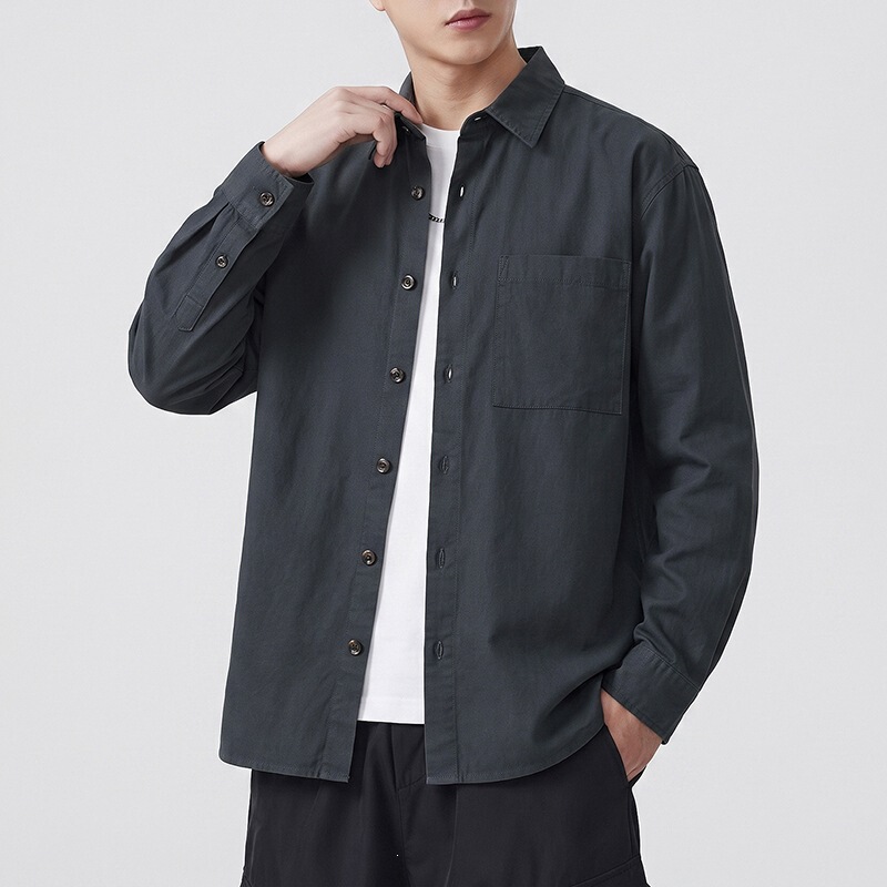 Old Money Style, Light Luxury Minimalist Shirt for Men, American Workwear, Loose Fit, Simple and Versatile, Pure Cotton Long Sleeve Shirt Old Money Style, Light Luxury Minimalist Shirt for Men, American Workwear, Loose Fit, Simple and Versatile, Pure Cotton Long Sleeve Shirt